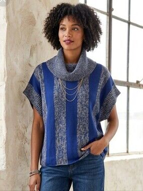 Poof Excellence Striped Cowl Neck Top Sz Small